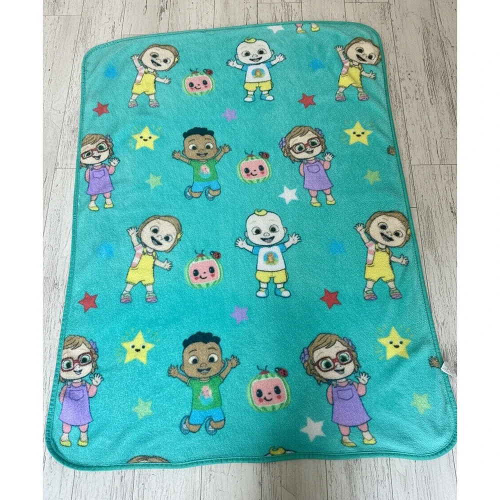 Cocomelon JJ and Friends Teal Fleece Throw Blanket Toddler Bedding Jay Franco